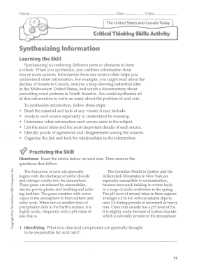 Acid Rain Critical Thinking Activity