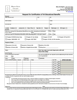 Request for Certification of VA Educational Benefits
