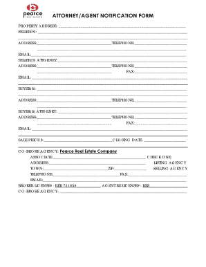 Attorney/Agent Notification Form