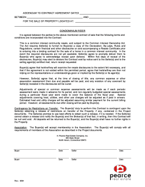 Condominium Rider Addendum to Contract