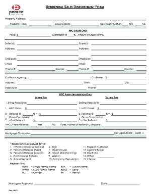 Residential Sales Disbursement Form