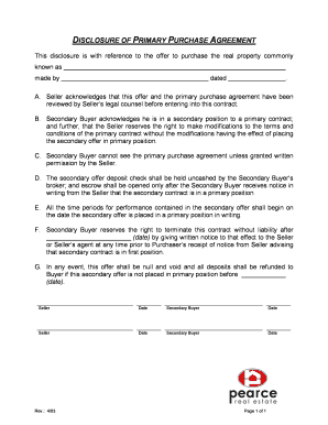 Disclosure of Primary Purchase Agreement