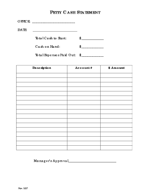 Petty Cash Statement