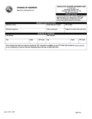 Indiana State Teachers' Retirement Fund Change of Address Form