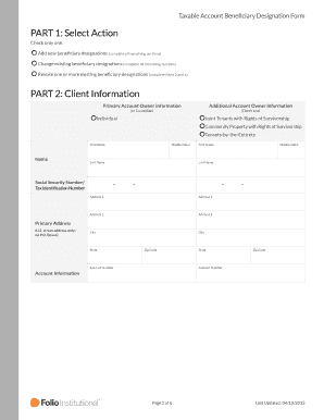 Taxable Account Beneficiary Designation Form