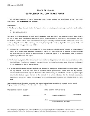 Idaho Supplemental Contract Form