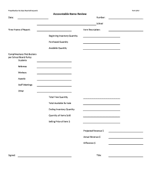 Accountable Items Review Form SA-9