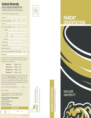 Oakland University Parent Orientation Reservation Form