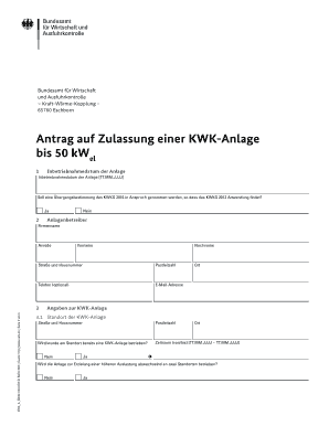 Antrag auf Zulassung einer KWK-Anlage