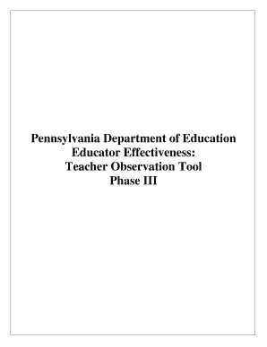 Pennsylvania Teacher Observation Tool Phase III