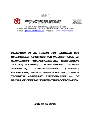 CENTRAL WAREHOUSING CORPORATION A GOVT OF INDIA UNDERTAKING