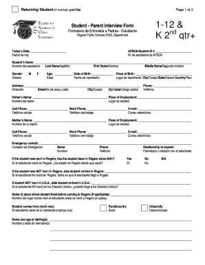 Student Parent Interview Form