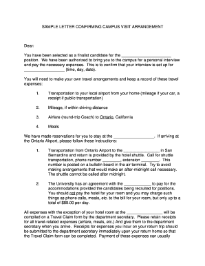 Meeting letter format - SAMPLE LETTER CONFIRMING CAMPUS VISIT ARRANGEMENT - academicpersonnel csusb