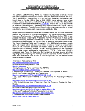 California State University Confidentiality Compliance Form