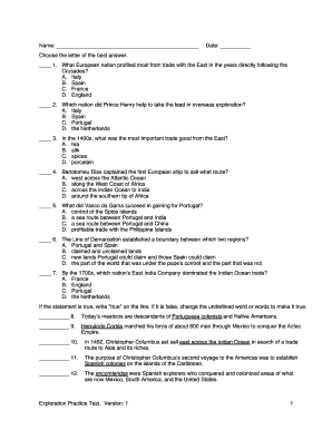 Exploration Practice Test
