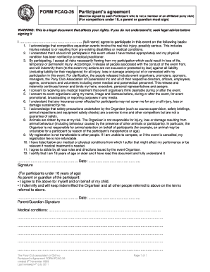 Pony Club Participant Agreement