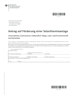 Antrag auf Förderung einer Solarthermieanlage