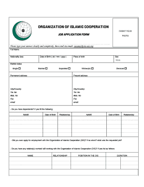 Organization of Islamic Cooperation Job Application Form
