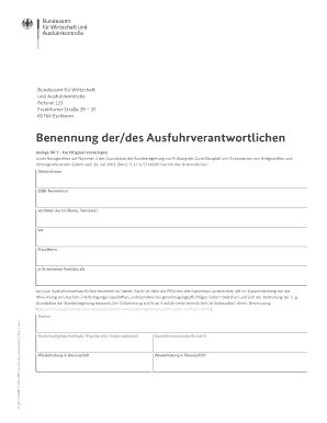 Benennung der/des Ausfuhrverantwortlichen