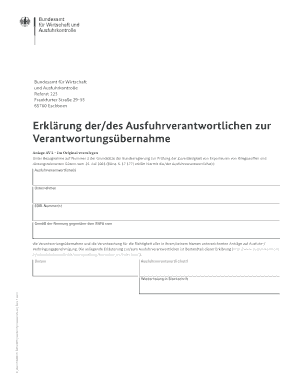 Erklärung der/des Ausfuhrverantwortlichen zur Verantwortungsübernahme