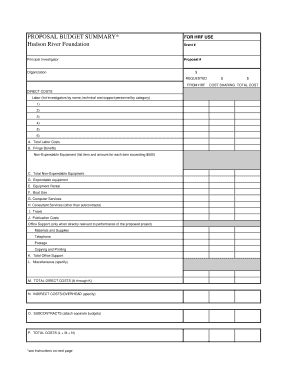 Proposal Budget Summary