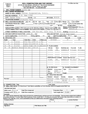 Colorado Well Construction and Test Report
