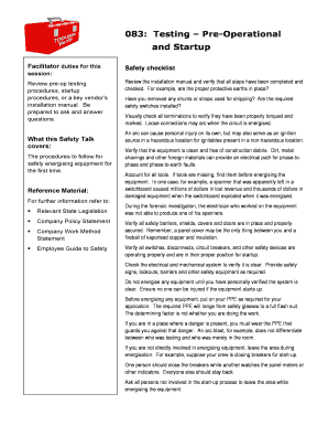 Pre-Operational Testing Safety Checklist