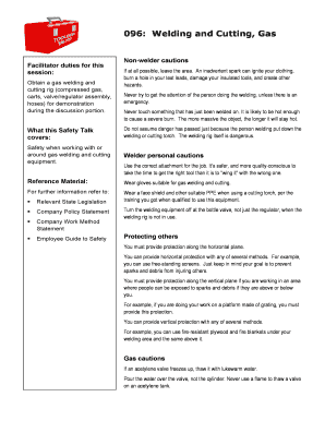 Welding and Cutting Gas Safety Talk