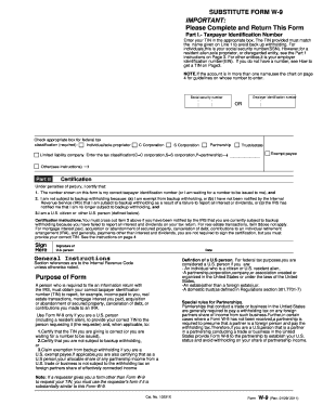 Substitute Form W-9