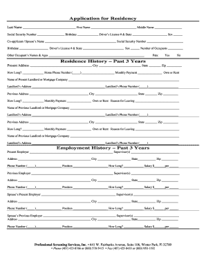 Residency Application Form