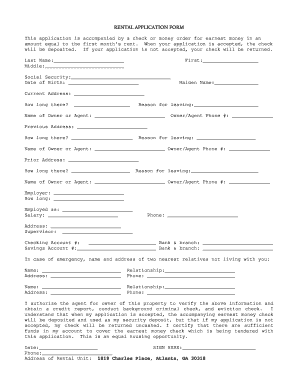 Rental Application Form