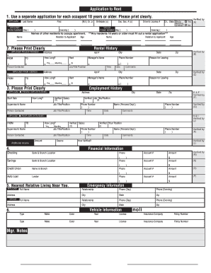 Rental Application Form