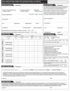 2013 Application Form for International Students