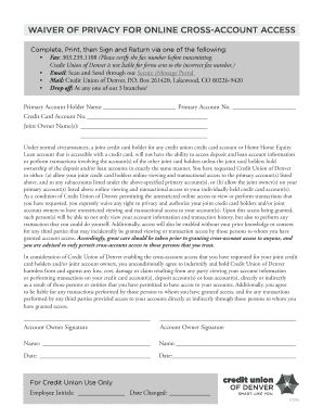 Waiver of Privacy for Online Cross-Account Access
