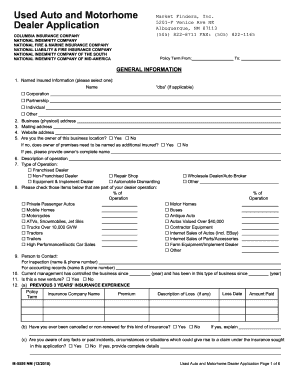 Used Auto and Motorhome Dealer Application