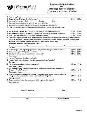 Supplemental Application for Employee Benefits Liability