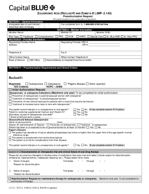 Zoledronic Acid Preauthorization Request