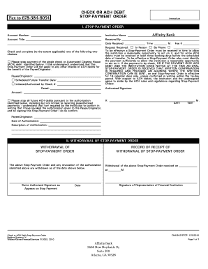 Stop Payment Order Form