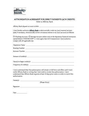 Authorization Agreement for Direct Payments (ACH Credits)