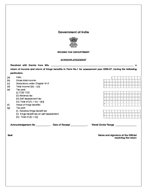 Income Tax Return Acknowledgment Form