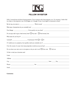 Investor Property Inquiry Form