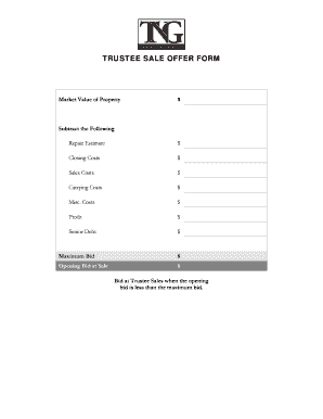 Trustee Sale Offer Form