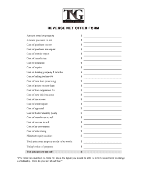 Reverse Net Offer Form