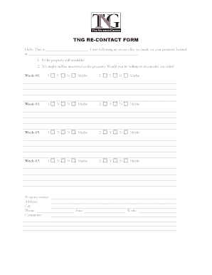 TNG Re-Contact Form