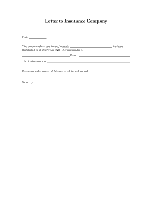Letter to Insurance Company
