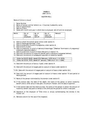 Muster Roll Form A