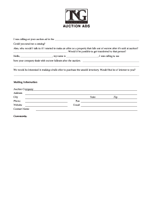 Auction Ad Inquiry Form