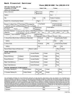 Mack Financial Services Truck Financing Application