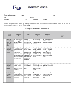 Teacher Performance Evaluation Form
