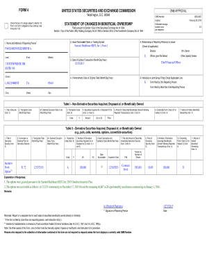 Form 4 Statement of Changes in Beneficial Ownership